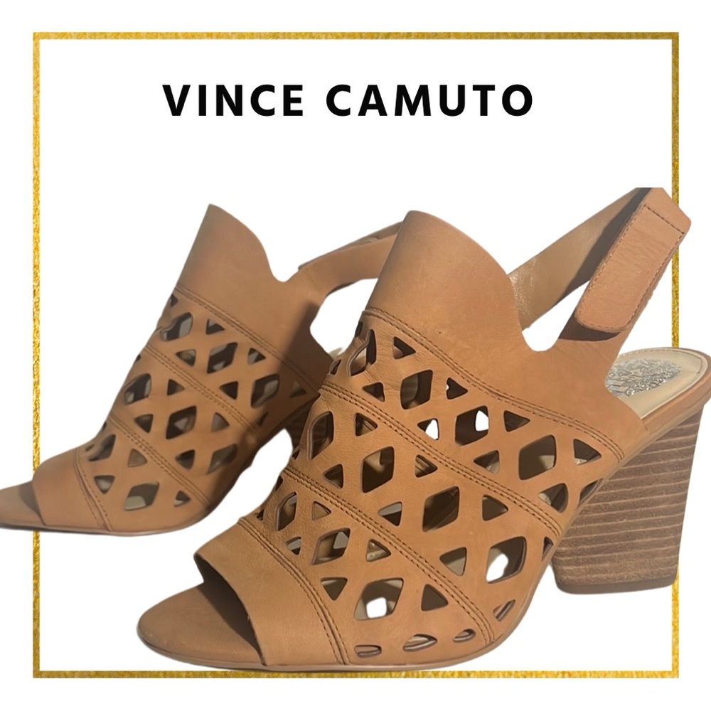 Vince Camuto Tan Open Cutout Toe Heel Sandles  Size 8W